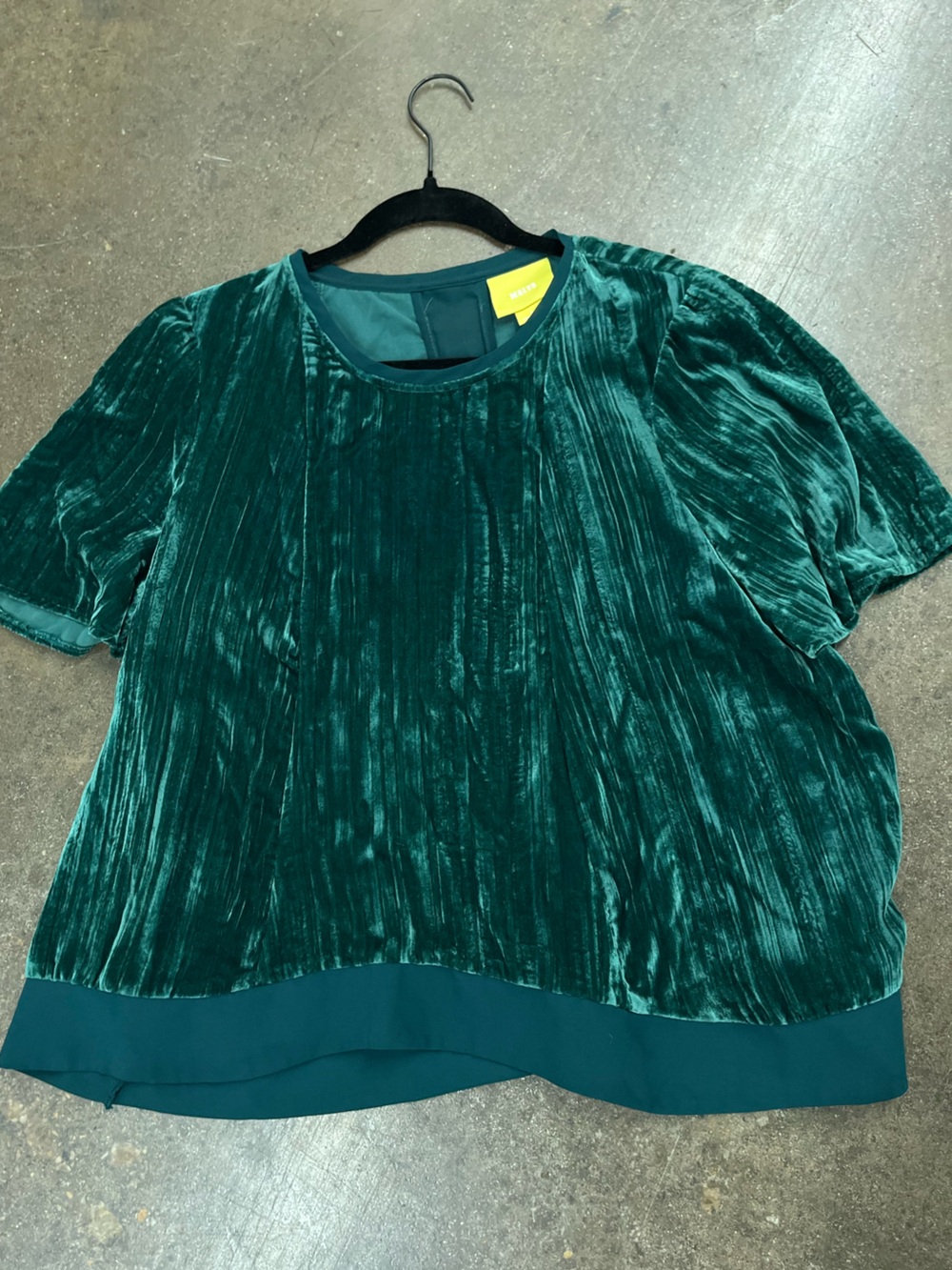 Maeve Emerald Green Crushed Velvet Short-Sleeve Blouse Size Small